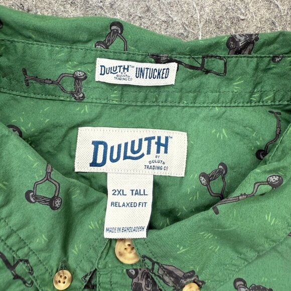 Duluth Trading Untucked Shirt Men 2XLT Green Lawnmower Graphic Short Sleeve - Picture 6 of 13